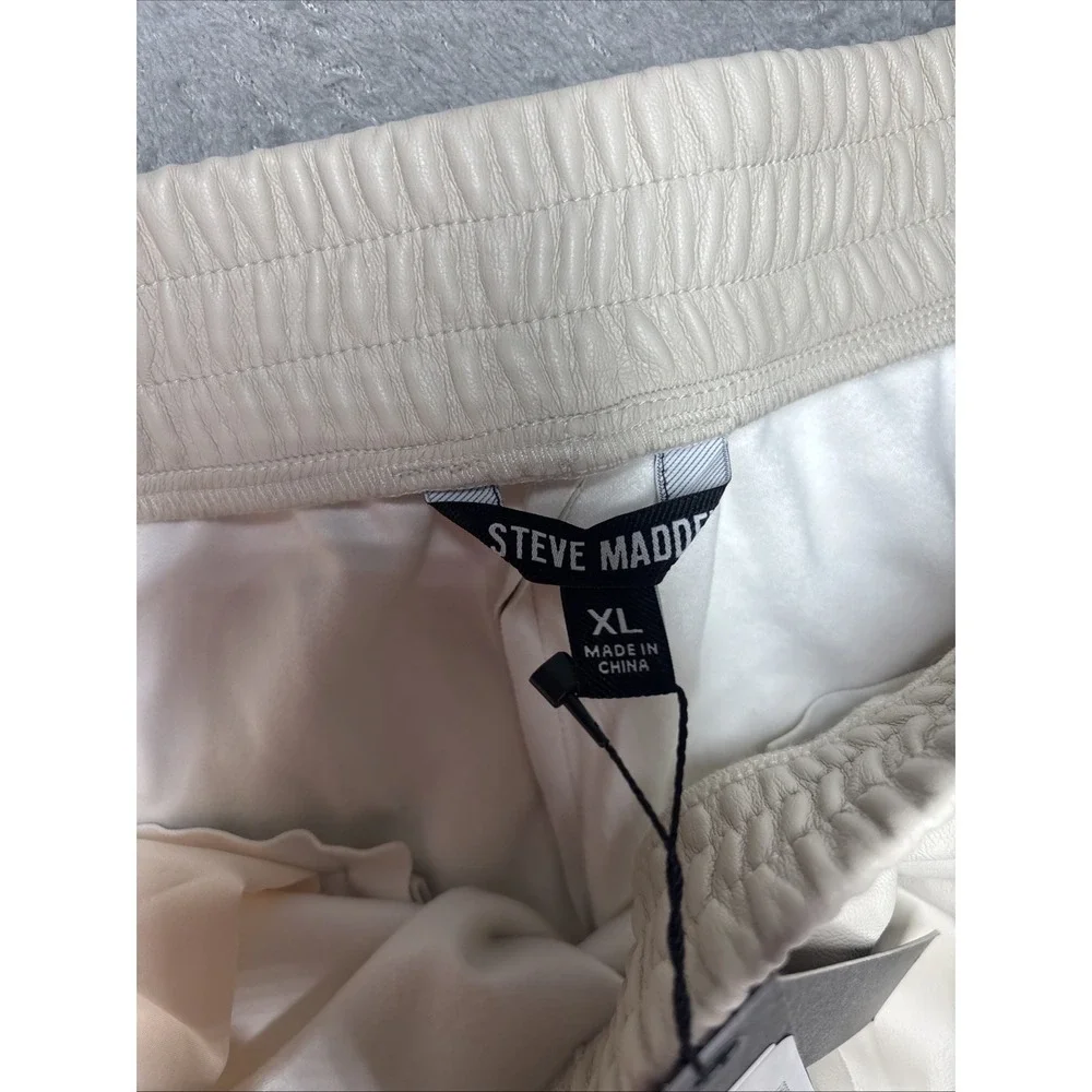 Steve‎ Madden Gilda Pant Imitation Leather Ivory Size XL NWT